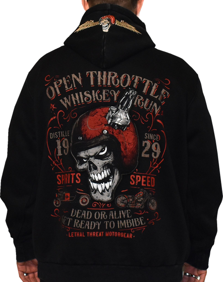 LETHAL THREAT Open Throttle Zip Up Hoodie - Black - 2XL HD84074XXL