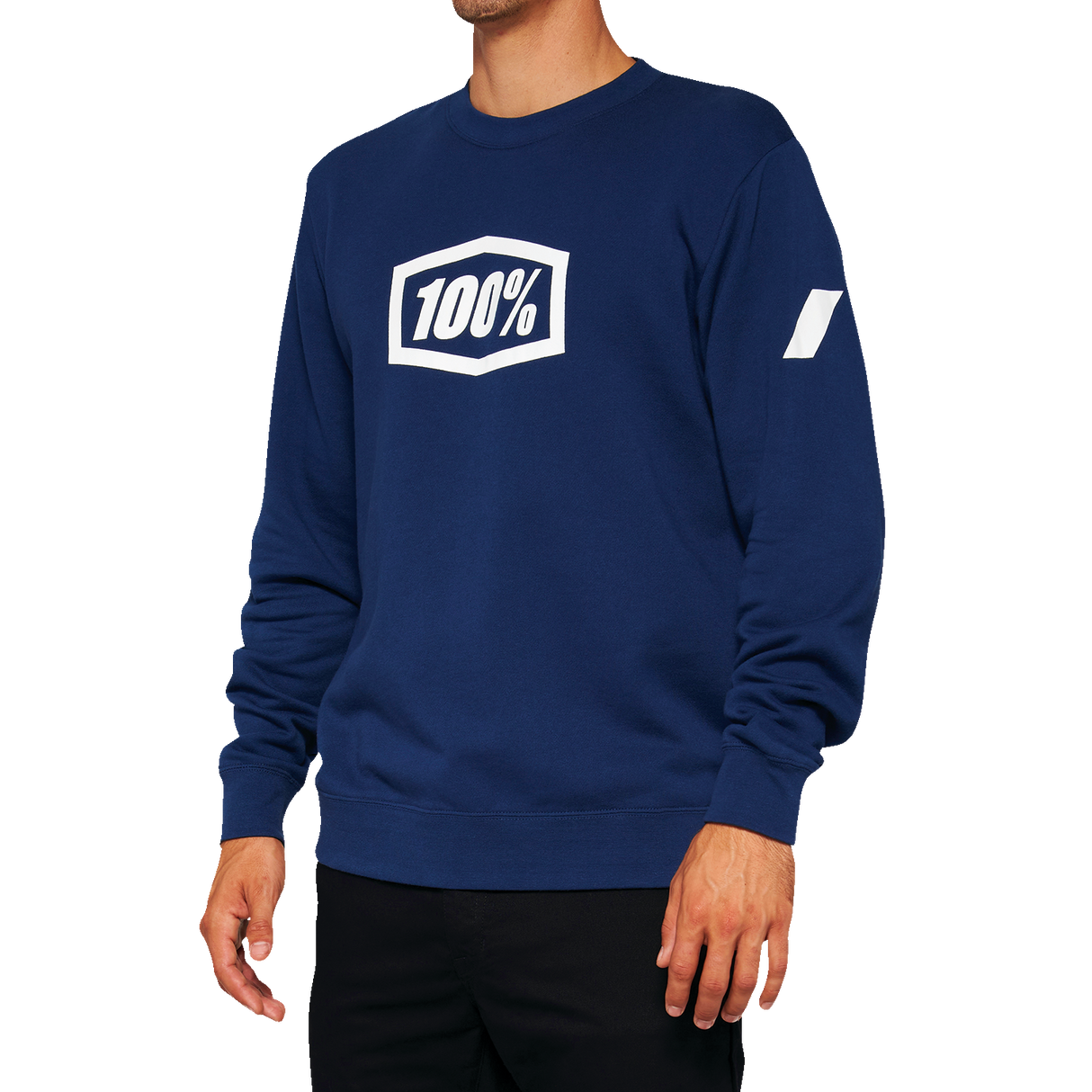 100% Icon Long-Sleeve Fleece Sweatshirt - Navy - Large 20026-00017