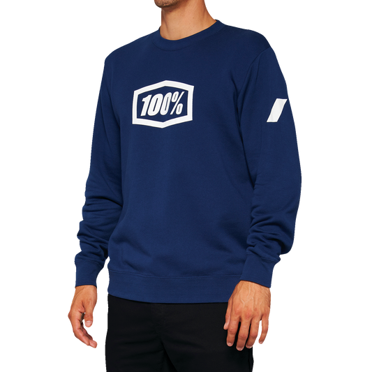 100% Icon Long-Sleeve Fleece Sweatshirt - Navy - Large 20026-00017