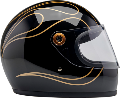 BILTWELL Gringo S Helmet - Gloss Black Flames - XS 1003-567-501