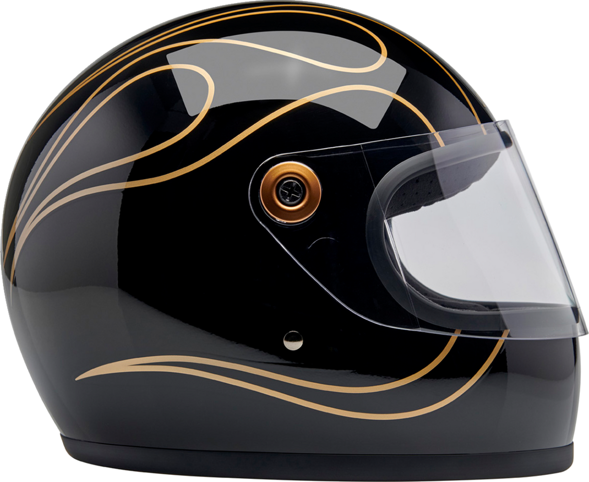 BILTWELL Gringo S Helmet - Gloss Black Flames - Large 1003-567-504