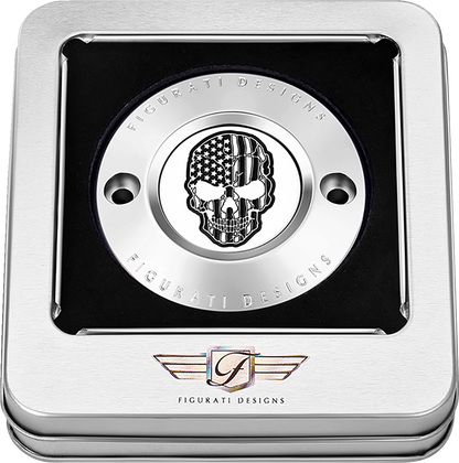 FIGURATI DESIGNS Timing Cover - 2 Hole - Skull - Contrast Cut - Stainless Steel FD27-TC-2H-SS