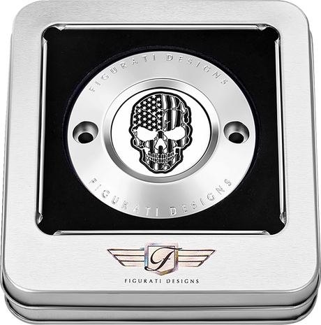 FIGURATI DESIGNS Timing Cover - 2 Hole - Skull - Contrast Cut - Stainless Steel FD27-TC-2H-SS