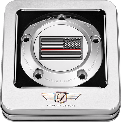 FIGURATI DESIGNS Timing Cover - 5 Hole - American - Red Line - Stainless Steel FD73-TC-5H-SS