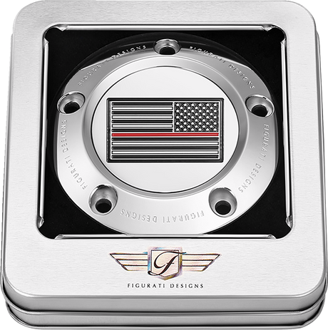 FIGURATI DESIGNS Timing Cover - 5 Hole - American - Red Line - Stainless Steel FD73-TC-5H-SS