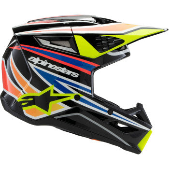 ALPINESTARS Youth SM3 Helmet - Wurx - Gloss Black/Yellow Fluo/Blue/Red - Small 8302025-1574-YS