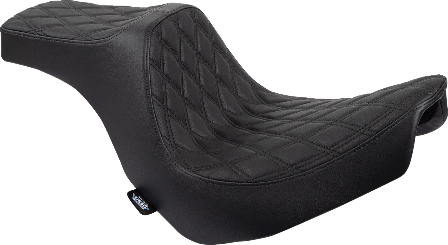 DRAG SPECIALTIES Predator III Seat - Double Diamond - Black w/ Black Stitching - FL/FX '18-'22 0802-1491