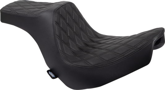 DRAG SPECIALTIES Predator III Seat - Double Diamond - Black w/ Black Stitching - FL/FX '18-'22 0802-1491