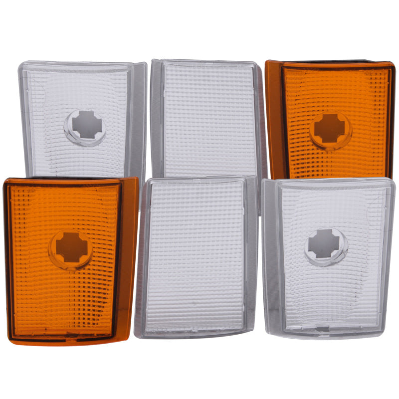 ANZO Corner Lights 1988-1993 Chevrolet C1500 Euro Corner Lights 4 Crystal Chrome / 2 Crystal Amber 521032