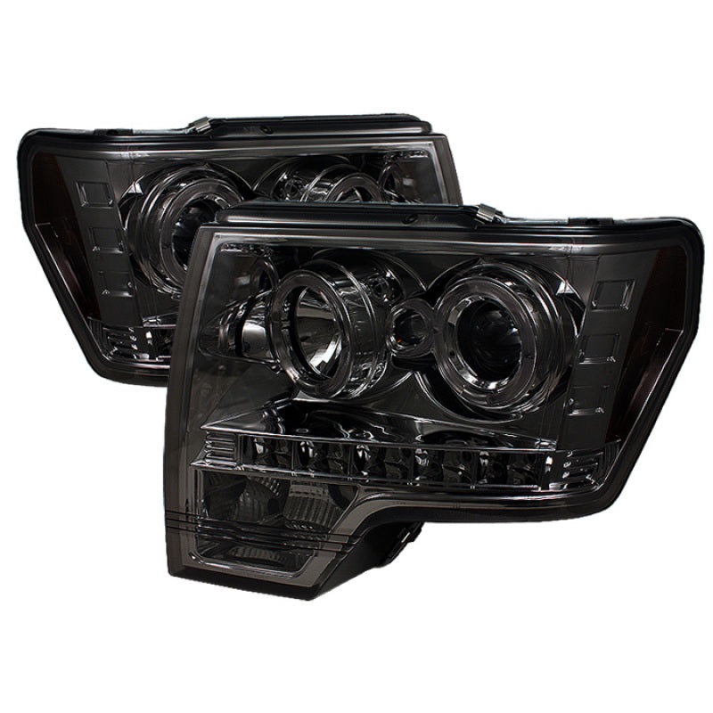 Spyder Ford F150 09-14 Projector Headlights Halogen Model- LED Halo LED Smke PRO-YD-FF15009-HL-SM 5010254