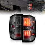 ANZO 15-19 Chevy Silverado 2500HD/3500HD (Factory Halogen Only) LED Tail Lights Smoke w/Clear Lens 311424