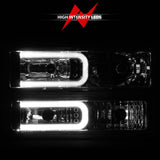 ANZO 88-98 Chevrolet C1500 Crystal Headlights w/Light Bar Chrome Housing w/ Signal Side Markers 8Pcs 111529