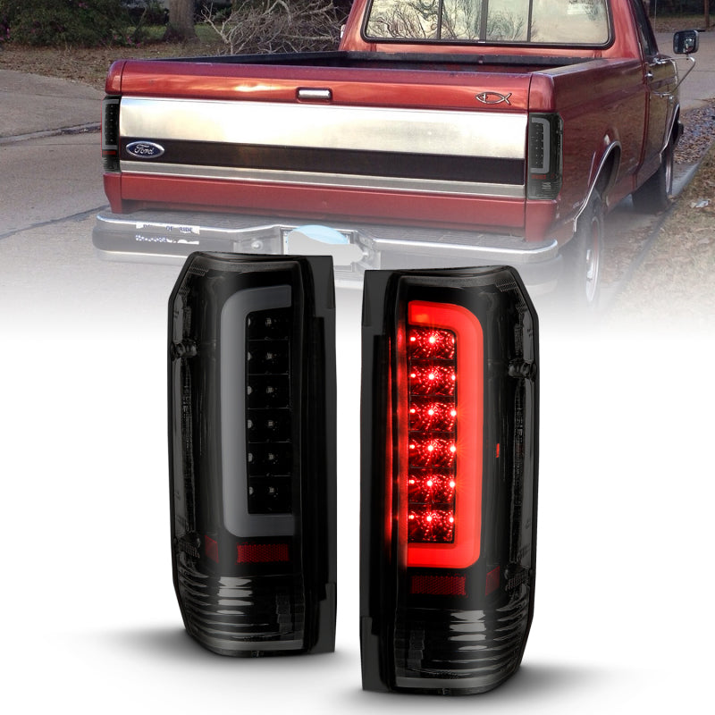 ANZO 1987-1996 Ford F-150 LED Taillights Black Housing Smoke Lens (Pair) 311351