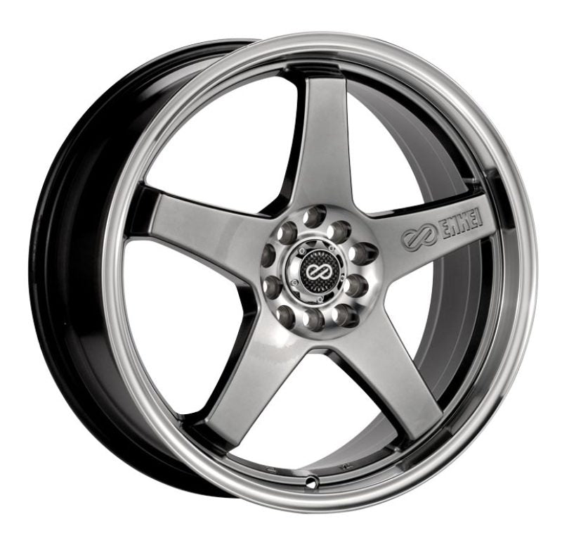 Enkei EV5 17x7 5x100/114.3 38mm Offset 72.6 Bolt Diameter Hyper Black w/ Machined Lip Wheel 446-770-0238HB