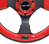 NRG Reinforced Steering Wheel (320mm) Blk w/Red Trim & 5mm 3-Spoke RST-001RD