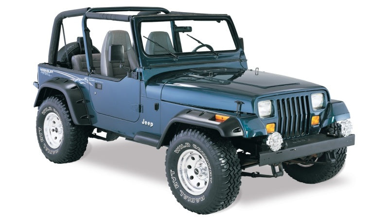 Bushwacker 87-95 Jeep Wrangler Cutout Style Flares 4pc Cutting Optional Not Renegade - Black 10909-07