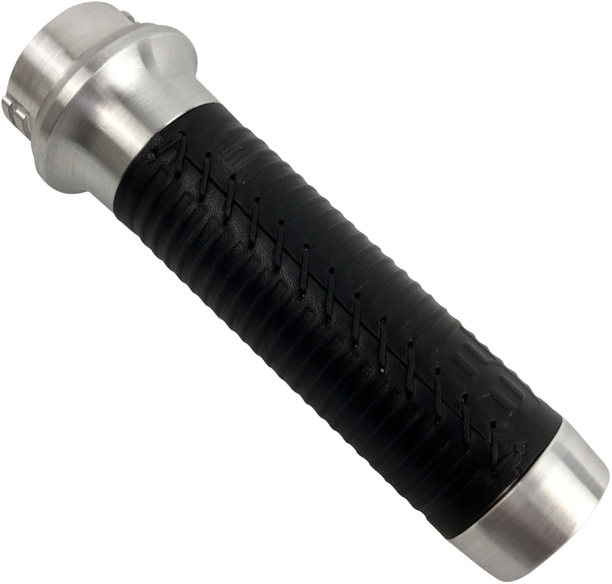 BRASS BALLS Leather Moto Grips Natural/Black Ribbed BB08-204