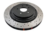 DBA 09+ Nissan GTR R-35 Rear Drilled & Slotted 5000 Series 2 Piece Rotor Assembled w/ Black Hat (Ava 52321BLKXS