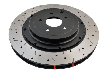 DBA 09+ Nissan GTR R-35 Rear Drilled & Slotted 5000 Series 2 Piece Rotor Assembled w/ Black Hat (Ava 52321BLKXS