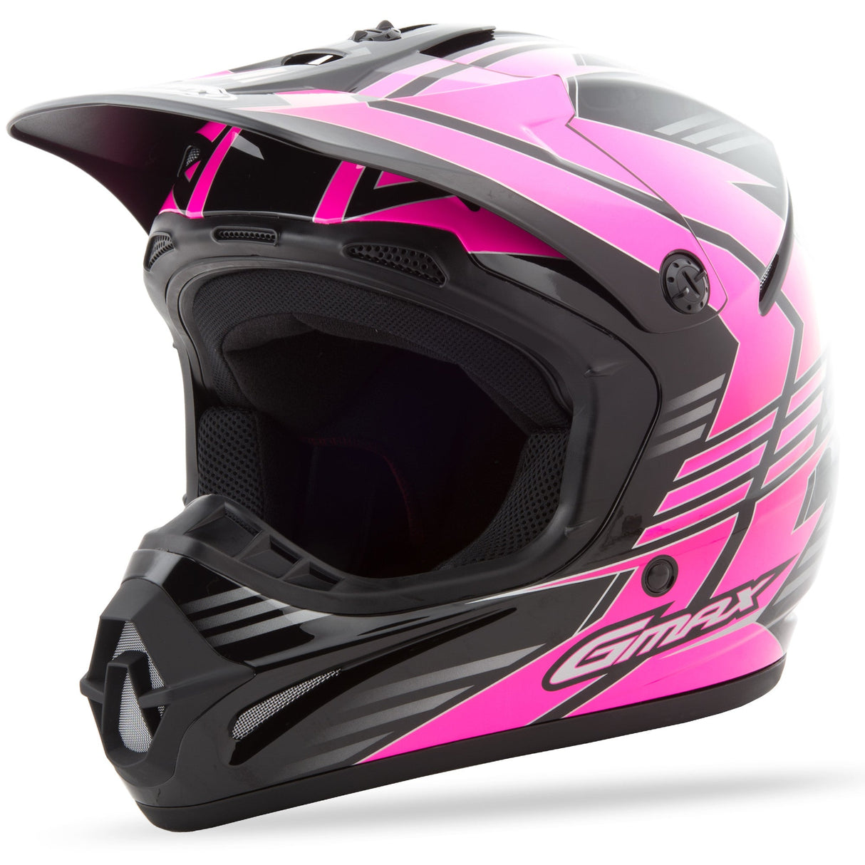 GMAX Gm-46.2x Off-Road Race Helmet Black/Hi-Vis Pink Sm G3466404 TC-14