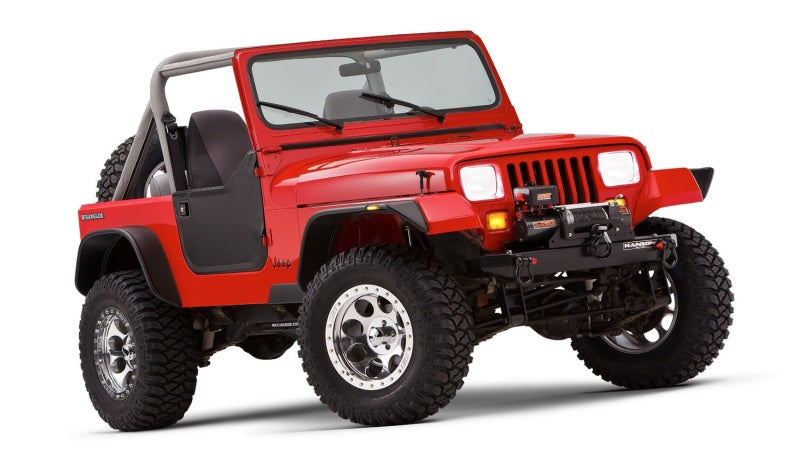 Bushwacker 87-95 Jeep Wrangler Flat Style Flares 4pc Excludes Renegade - Black 10924-07