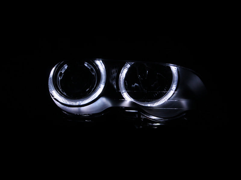ANZO 2000-2003 BMW 3 Series E46 Projector Headlights w/ Halo Black 121269