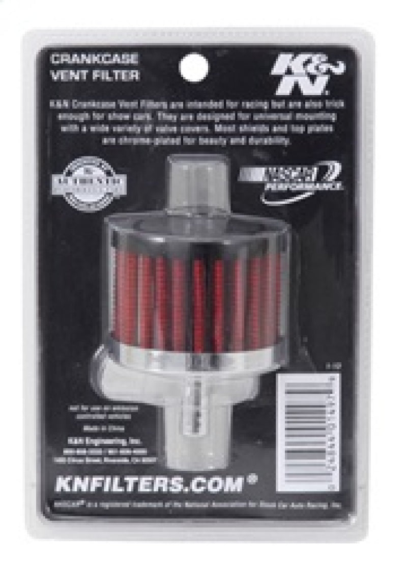 K&N Steel Base Crankcase Vent Filter 0.375in Vent OD x 2in OD x 1.5in Height 62-1000