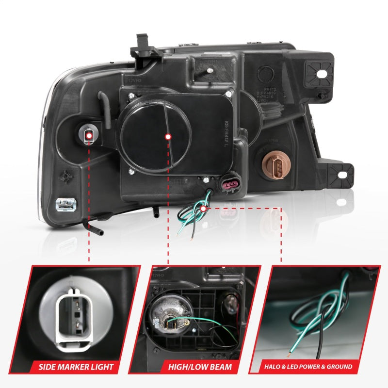 ANZO 2004-2008 Ford F-150 Projector Headlights w/ U-Bar Black 111288