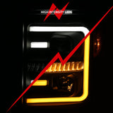 ANZO 2011-2016 Ford F250 Projector Headlights w/ Plank Style Switchback Black w/ Amber 111406