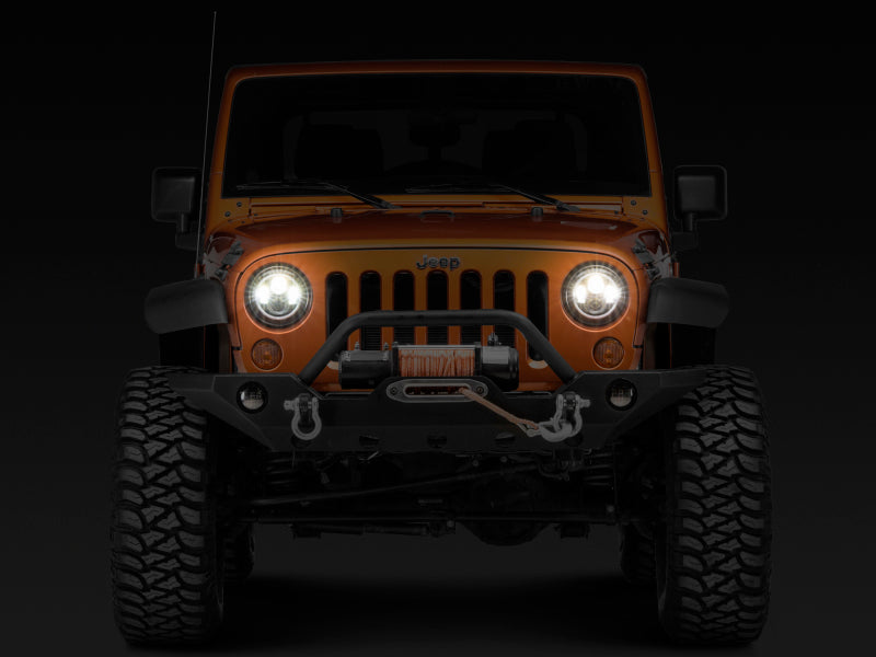 Raxiom 97-18 Jeep Wrangler TJ/JK Axial Halo Headlights w/ DRL Amber Signals- Blk Hsng (Clear Lens) J108037