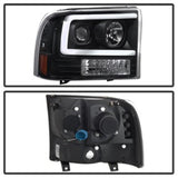 Spyder 99-04 Ford F250 Super Duty Projector Headlights - Light Bar - Black PRO-YD-FF25099V2-LB-BK 5084491