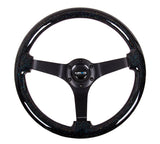 NRG Reinforced Steering Wheel (350mm / 3in Deep) Classic Blk Sparkle Wood Grain w/Blk 3-Spoke Center RST-036BSB-BK