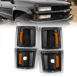 ANZO 1994-1998 Chevrolet Blazer Corner Lights Black Housing Clear Lens w/ Amber Reflector 521042