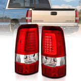 ANZO 2003-2006 Chevy Silverado 1500 LED Taillights Plank Style Chrome With Red/Clear Lens 311335