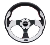 NRG Reinforced Steering Wheel (320mm) Blk w/White Trim & 4mm 3-Spoke RST-001WT