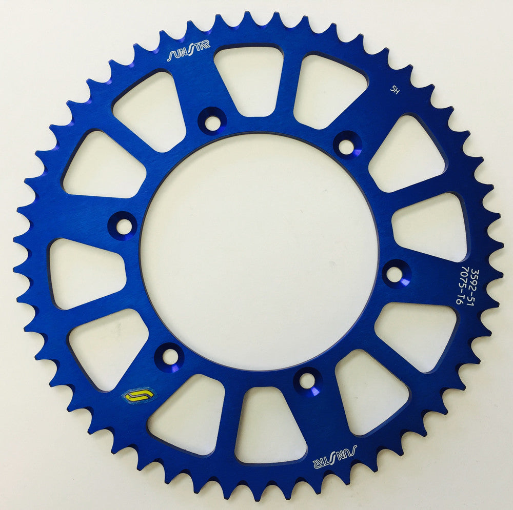 SUNSTAR Rear Sprocket Aluminum 51t-520 Blu Hon/Yam 5-359251BL