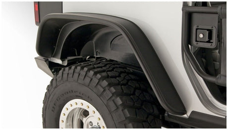 Bushwacker 07-18 Jeep Wrangler Flat Style Flares 4pc Fits 2-Door Sport Utility Only - Black 10919-07