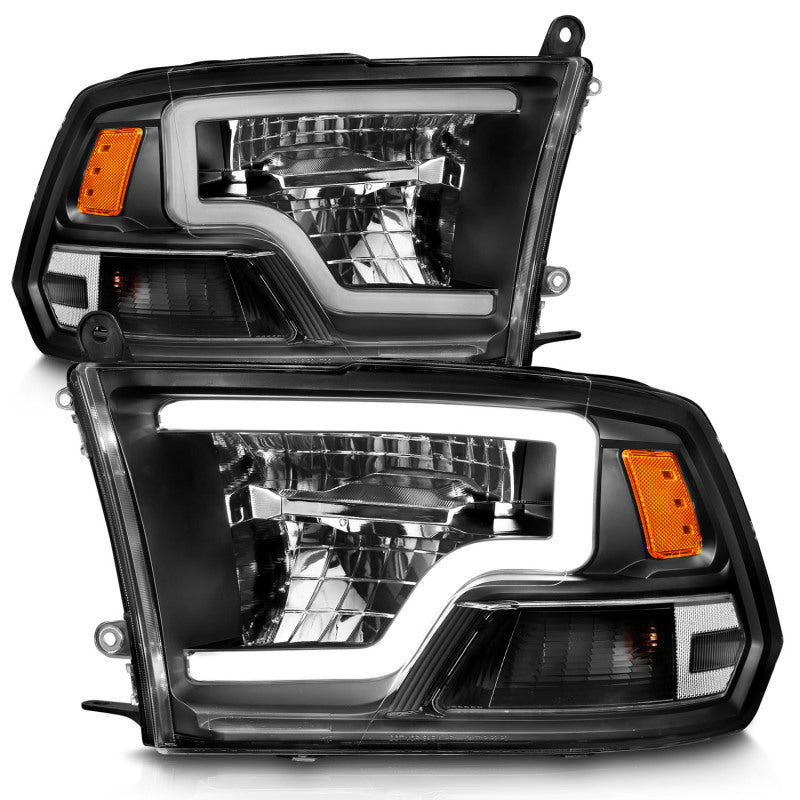 ANZO 2009-2020 Dodge Ram 1500 Full LED Square Projector Headlights w/ Chrome Housing Black Amber 111539