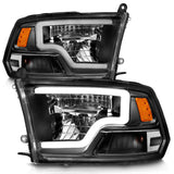 ANZO 2009-2020 Dodge Ram 1500 Full LED Square Projector Headlights w/ Chrome Housing Black Amber 111539