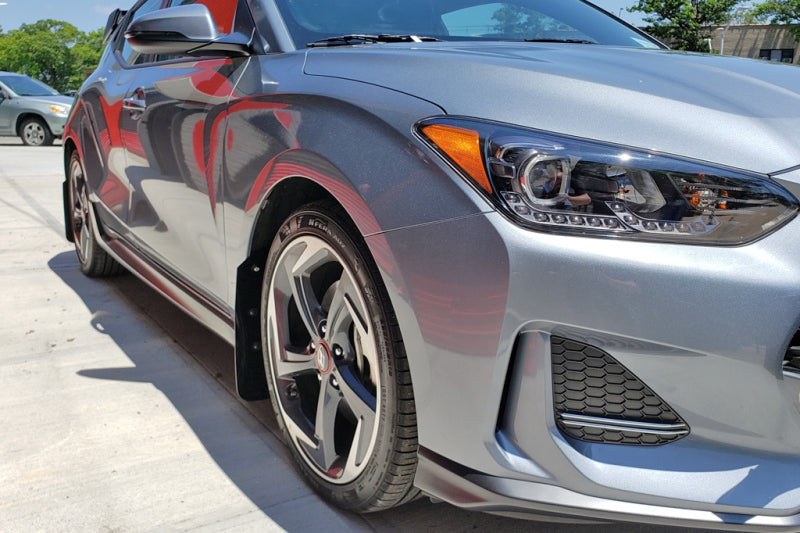 Rally Armor 19-21 Hyundai Veloster Turbo R-Spec Black UR Mud Flap w/ Dark Grey Logo MF58-UR-BLK/DGRY