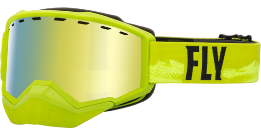 FLY RACING Focus Snow Goggle Green/Black W/ Gold Mirror/Yellow Lens 37-50082