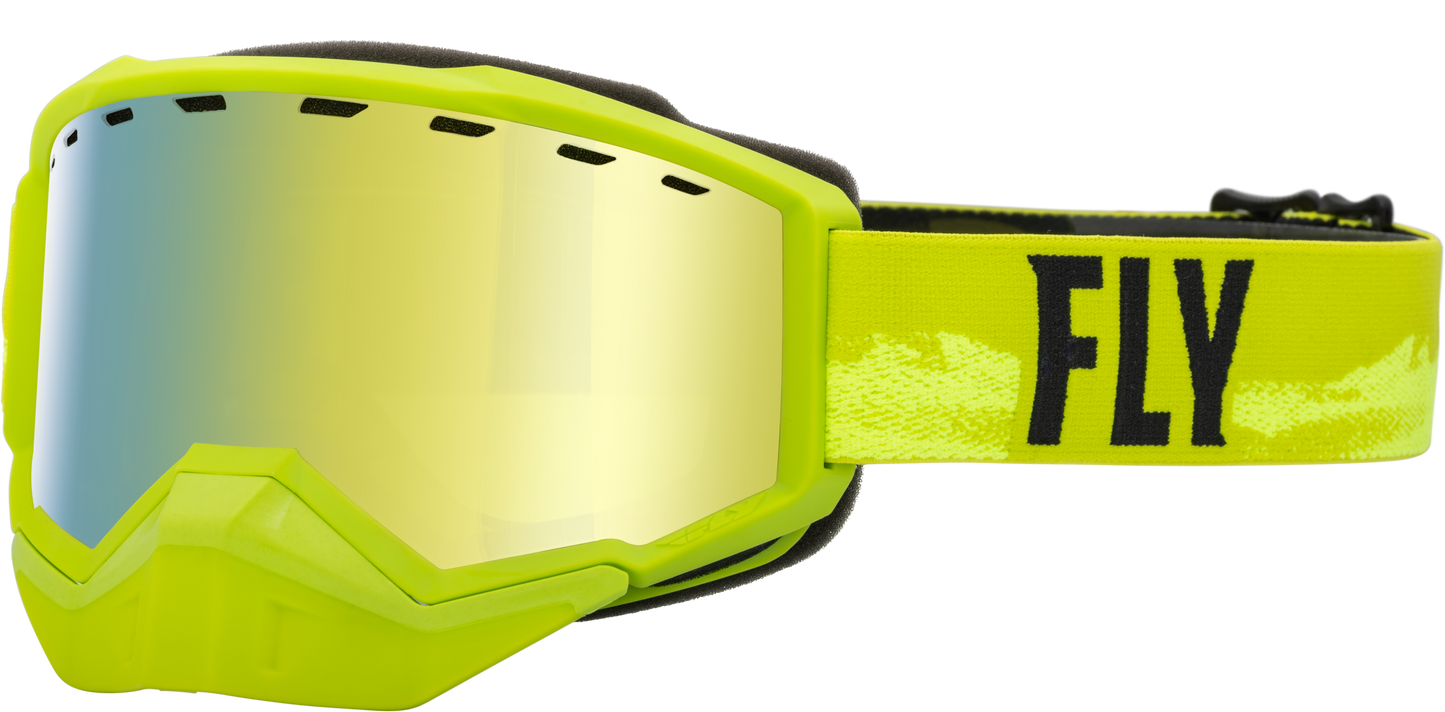 FLY RACING Focus Snow Goggle Green/Black W/ Gold Mirror/Yellow Lens 37-50082