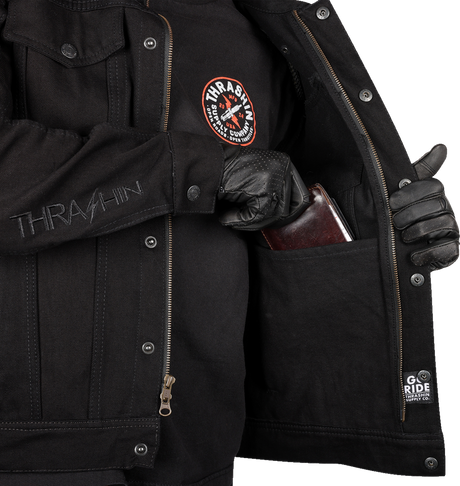 THRASHIN SUPPLY CO. Highway v2 Denim Riding Jacket - Black - Medium TMJ-10-09