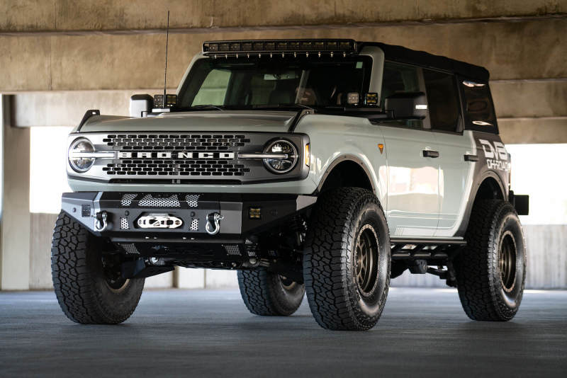 DV8 Offroad 2021+ Ford Bronco Front Bumper Winch Capable w/ Optional Bull Bar/Aux Light Opening FBBR-01