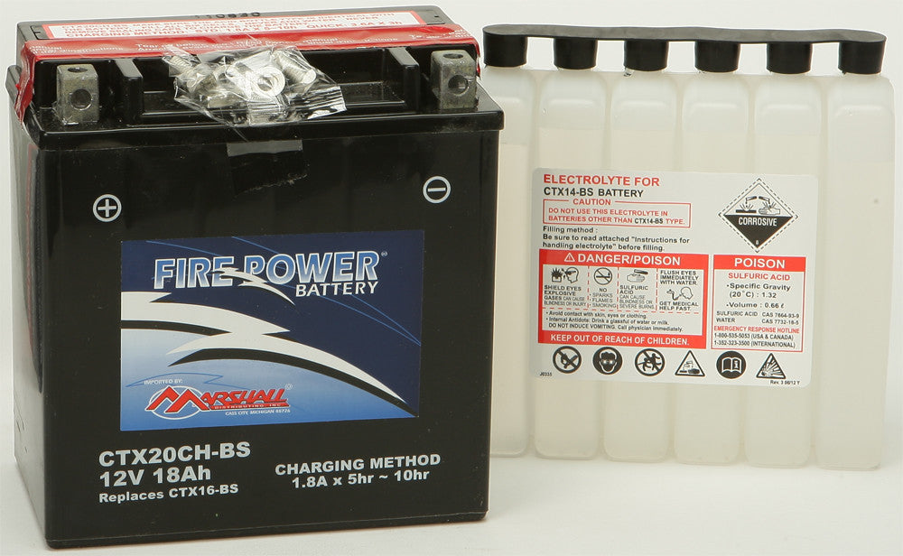 MARSHALLSBattery Maint Free Ctx20 Ch-Bs Fire PowerCTX20CH-BS~MAR