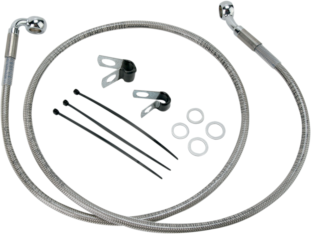 DRAG SPECIALTIES Brake Line - Front - +4" - Stainless Steel 640112-4