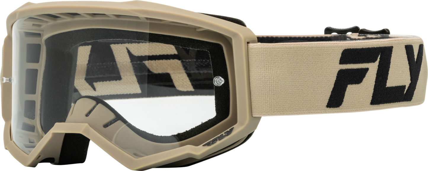 FLY RACING Focus Goggle Khaki/Black W/ Clear Lens 37-51155