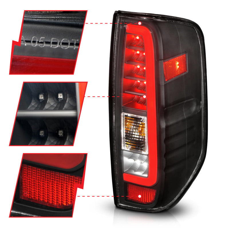 ANZO 2005-2021 Nissan Frontier LED Taillights Black Housing/Clear Lens 311443
