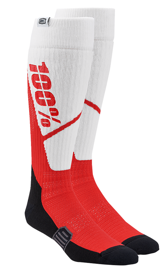 100% Torque Comfort Moto Socks - White/Red - Small/Medium 20053-00009