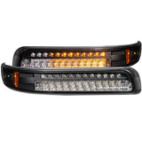 ANZO 1999-2002 Chevrolet Silverado 1500 LED Parking Lights Black w/ Amber Reflector 511055